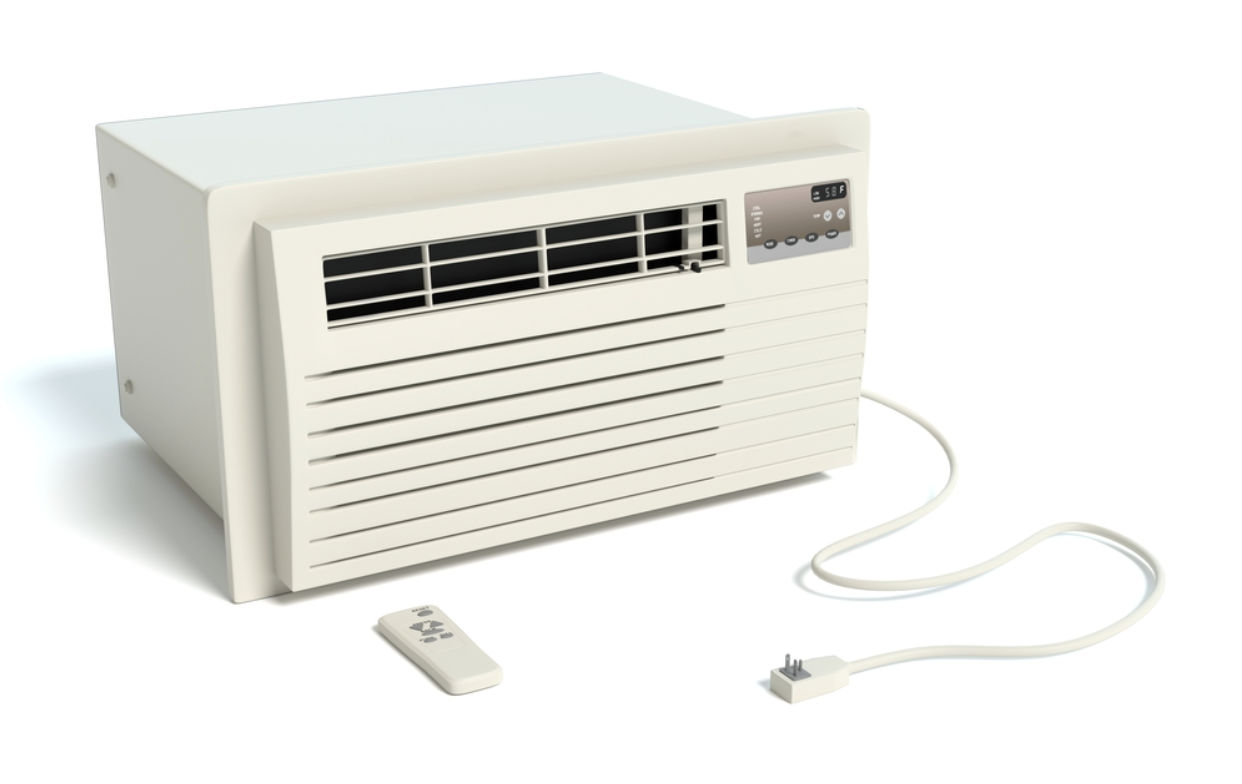 Air conditioner with white background.